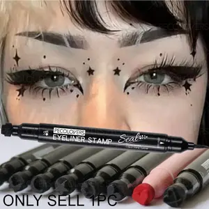 1PC Quick-Dry Liquid Double Eyeliner- Long-Lasting, Waterproof, Matte Black, Dual-Ended Stamp Pen - Fine Tip for Beginners, Daily Makeup | Longlasting Eyeliner, Waterproof Eyeliner, Eye Makeup Supplies Quick Drying Liner