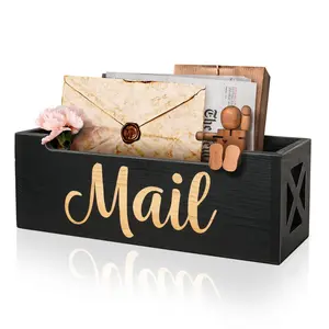 Country Style Counter Mail Storage Box, Wooden Material, Multi-Functional Design, Durable and Organized Solution for Letters and Files