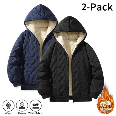 Men’s Thick Warm Hooded Winter Jacket with soft fuzzy inside lining, fall cold weather outer garment for adult males, ideal for daily commute, casual city stroll and light outdoor activities, cozy everyday winter outerwear