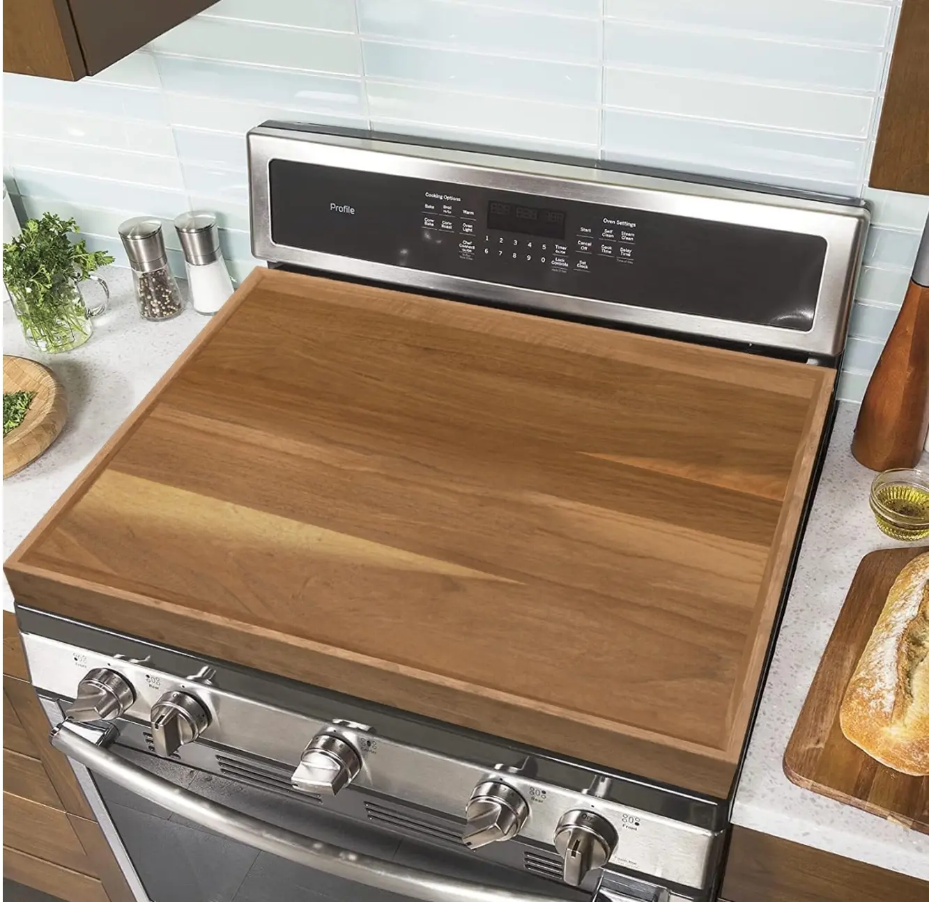 Stove Cover Board for Gas Stovetop - 30" x 22" Noodle Board Electric Stove Cover for RV Stove Top, Extra Countertop Space for Kitchen Stovetop (Bamboo)