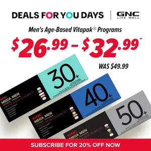 GNC Age-Based Vitapaks Program for Men - 30+/40+/50+ Daily Packs for Overall Wellness with Multivitamin, Stress Support, Beautiful Skin, Bone Health & Omega-3s, Fitness