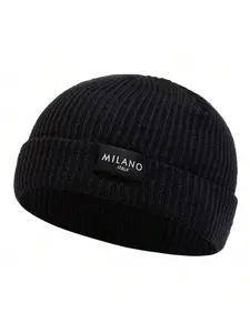 Unisex Milano Beanie Knit Hat, Adjustable Sun Protection Outdoor Cap, Casual Fitted Woven Fabric, Suitable for Travel Beach Vacation, Outdoor Hats, Cuffed Beanie