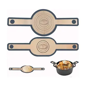 2 PCS Silicone Bread Sling Dutch Oven Liner, Non-Stick & Easy Clean Reusable Oval and Round Silicone Bread Baking Mat with Long Handles, Easy to Transfer Sourdough Bread, Bakeware