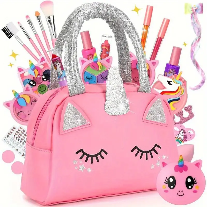 Kids Makeup Kit For Girl, Girls Real Makeup Set Toys For Little Princess Play Make Up Gift Toy For Kid Girls Children Ages 3 4 5 6 7 8 9 10 11 12 Years Old Girls Birthday Gifts