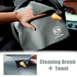 Car Towel Cleaning Drying Cloth with Duster Clean Brush, Compatible with Dodge RAM 1500 Journey Charger Dart Srt, Car Care Essentials, Detailing Towel