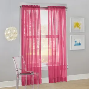 Siren Voile Sheer Rod Pocket Curtain Panel, 59x63, Pink