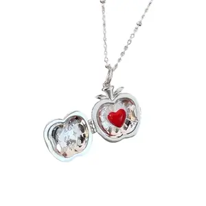 Apples Charm Necklace Pendant Necklace Clavicle Chain Featuring Openable