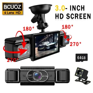 4 Camera Car Dash Cam, 1080P Car DVR with 64G SD Card, Car Video Surveillance with Night Vision, 24/7 Parking Mode Car Dash Cam, Car Dashcam, Car Dashboard Camera, Automotive Dashcam