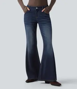 Halara Flex Low Rise Flare Washed Casual Jeans with Pockets