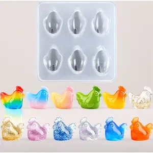 Micro dollhouse chicken silicone mold mini cute figurines epoxy casting realistic shapes for DIY resin art fairy garden miniatures crafts decor