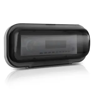 Water Resistant Marine Stereo Cover - Smoke Colored Heavy Duty Boat Radio Protector Shield with Flip-up Door & Spring Loaded Release - Mounting Gasket Included - Pyle PLMRCW1