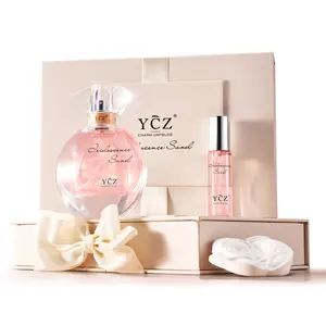 YCZ Golden Sands Perfume Gift Set - 3-Piece Floral Oriental Fragrance with 50ml & 15ml Perfumes, Camellia Diffuser Stone, Elegant Gift Box for gift box, perfect for lover, girlfriend & mother.
