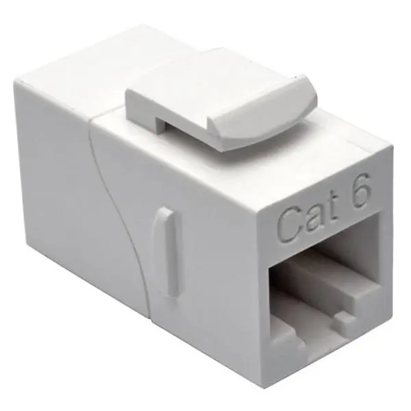 Tripp Lite N235-001-WH White CAT6 Keystone Networking Coupler, In-Line Snap-In Polycarbonate RJ45 Female-Female Straight-Through Connecting Connector
