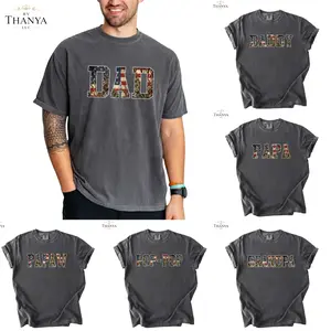 Custom Dad Comfort Colors T-Shirt, Personalized Patriotic American Flag Letter Tee, Daddy Papa Papaw Pop Pop Grandpa Family Name Shirt, Father’s Day Gift For Men., 4th of July Day gift for Dad.