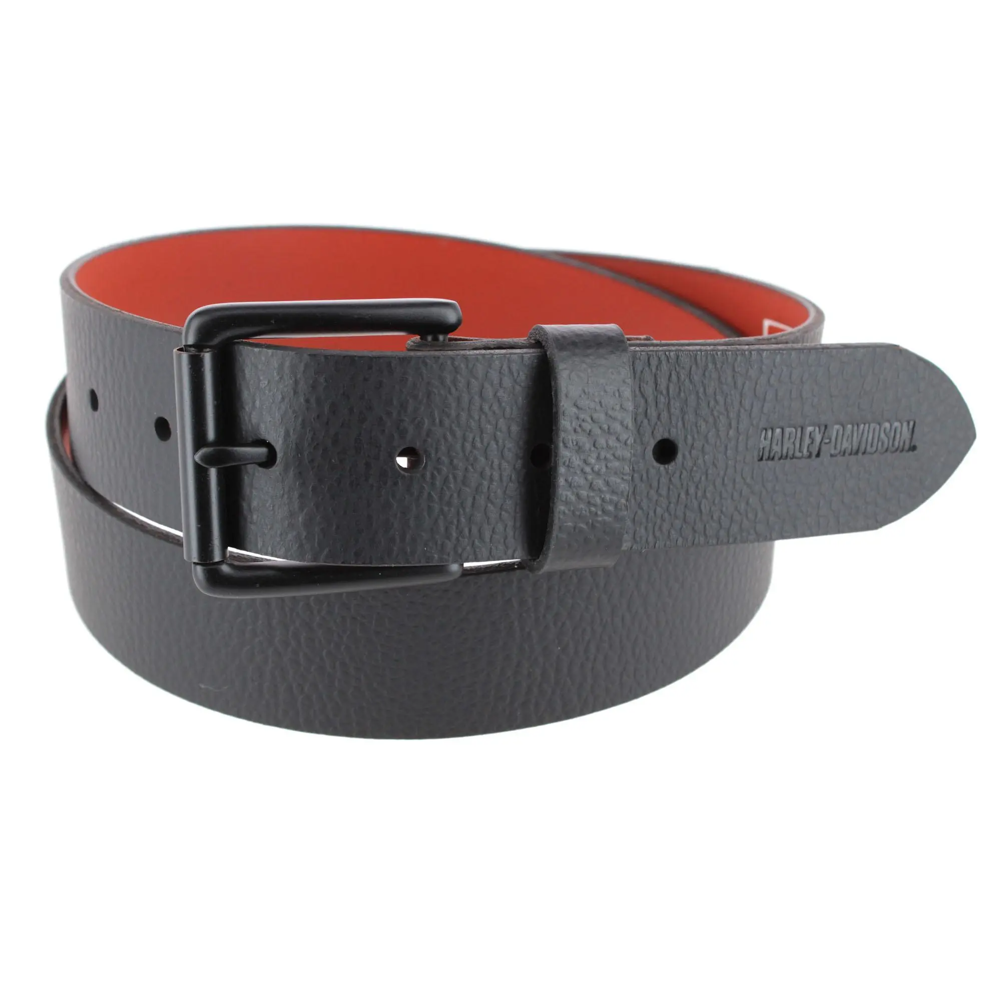 Harley-Davidson Men's Leather Casual Belt with Logo Patch, Casual And Jean Belts
