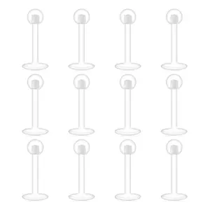 OIDEA Acrylic Nose Ring Set 16G Clear UV Flexible Eyebrow Body Piercing Jewelry Retainer 12PCS Discreet School Work Wear