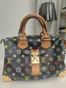 Pre-owned Louis Vuitton CANVAS handle bag LV Speedy 30 Black Multicolor Monogram Takashi Murakami Limited Edition XP01948[BF 12Z]