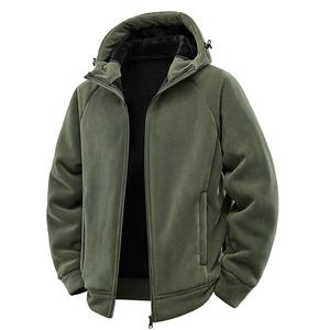 men's casual windproof hooded fleece jacket, comfortable and skin-friendly with a loose fit, suitable for daily commuting and outdoor activities in autumn and winter. Menswear Coats