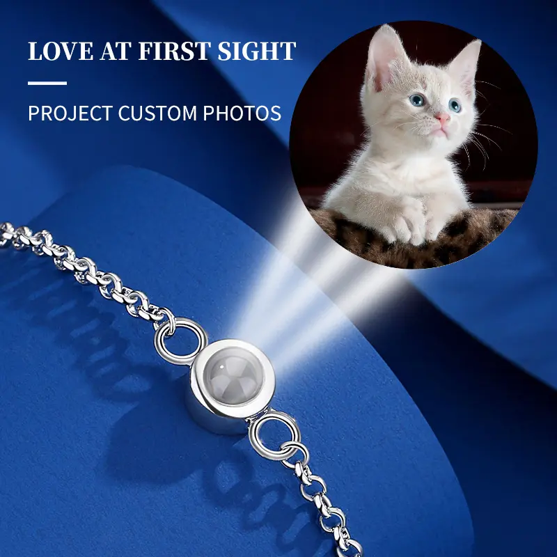 Dainty Personalized Photo Projection Bracelet  • Custom Photo Chain Bracelet adjustable• Memorial Bracelets • Gift for Her