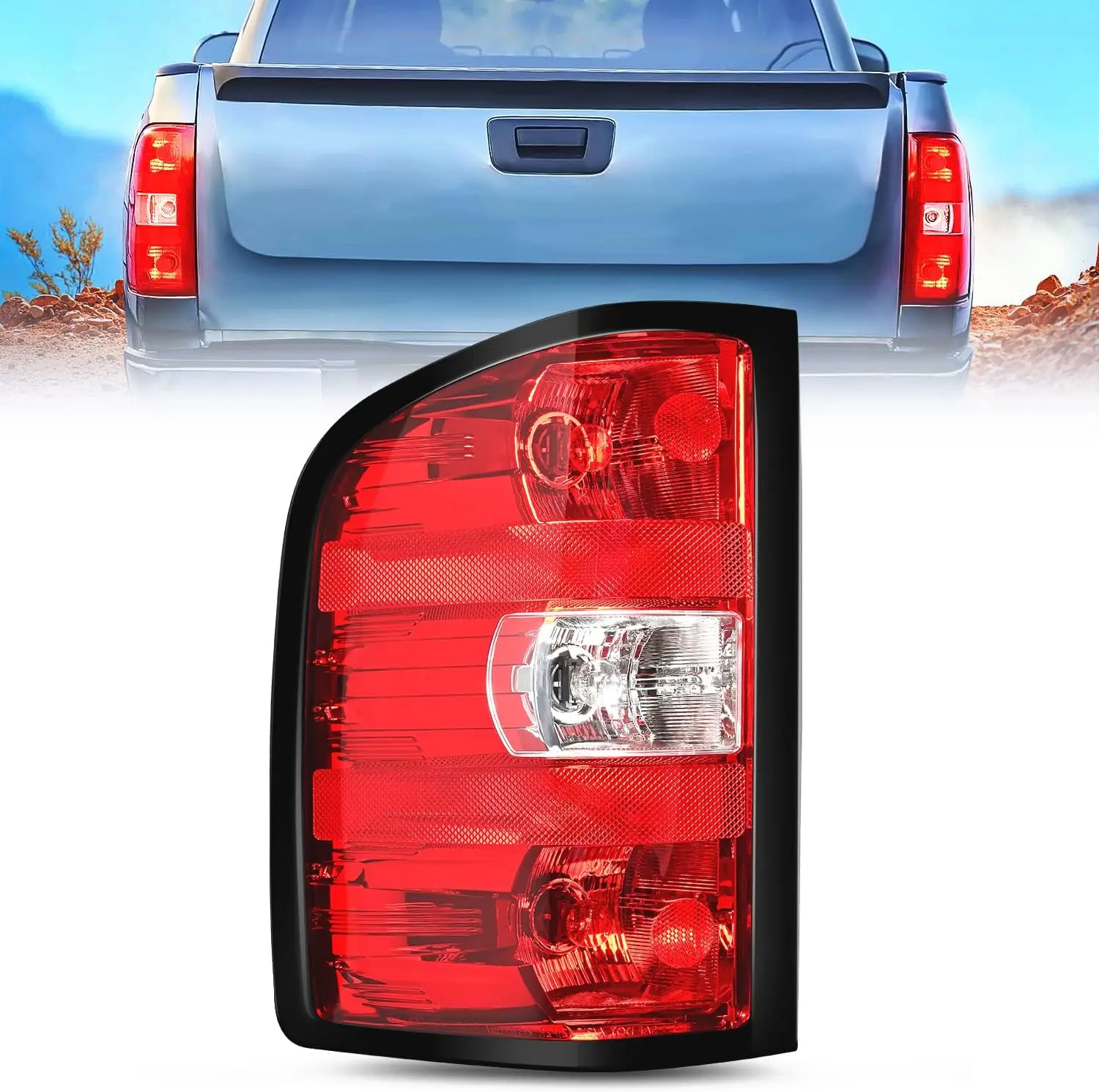 Nilight Automotive Driver Side Truck Taillight Assembly - DOT-Compliant, W/ Bulbs & Harness, For 2007-2014 Chevy Silverado, GMC Sierra 1500/2500HD, 2008-2014 GMC Sierra 3500HD, Vehicle Accessories, Boosts Driving Safety, For Truck Mod & Lighting Upgrade,,