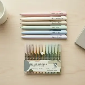 Morandi Gel Ink Pen & Bible Highlighter Bundle, Multicolor 6pcs Gel Pens with 12pcs Non-Bleeding Gel Highlighters, ABS Material for School, Office, Journaling, Home Use, Aesthetic Pens, Office Stationery Supplies