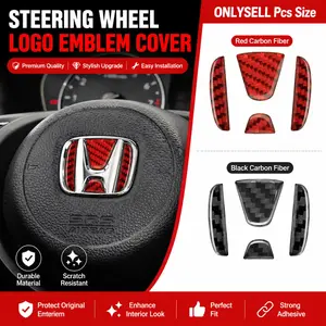 1Pc Car Steering Wheel Carbon Fiber Pattern Badge Logo Pattern Car Steering Wheel Protection Sticker Decoration Creative Car Accessories Suitable for Honda Civic Accord Fit City Vezel CRV HRV Odyssey Jazz Prelude Insight, Car Accessories Interior