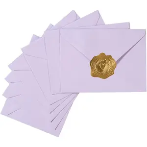50 Pack A7 Colorful 5x7 Envelopes V Flap Invitation Envelopes for 5x7 Cards, Birthday, Weddings, Graduations, Greeting Cards,  Shower 5.24 x 7.24 Inches (Violet)