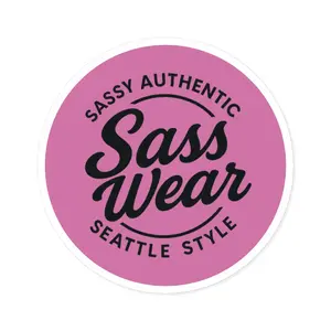 Hot pink Sass Wear Round Sticker