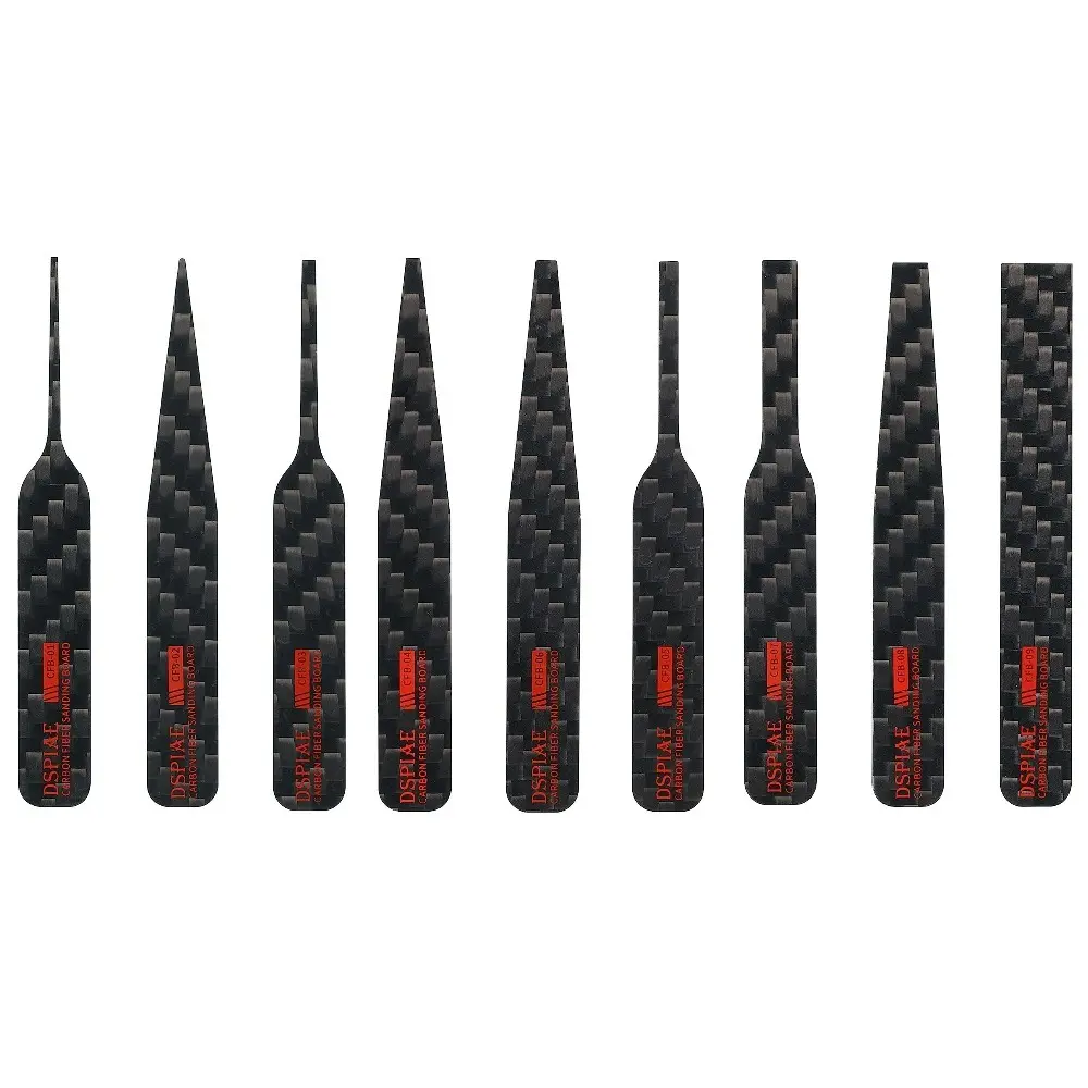 DSPIAE 9Pcs Carbon Fiber Sanding Board Only, Adhesive Sandpaper Required (Not Included), Precision Sanding Tool for Scale Models, Miniatures, Hobby Crafts and Polishing