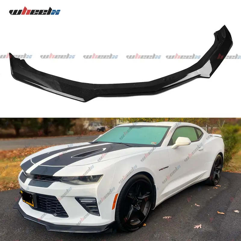 Perfect Valentine Present | For 2016-2024 Chevy Camaro SS & 2019-2024 Camaro LS/LT/RS - Gloss Black Carbon Fiber Front Bumper Lip Spoiler (Not for ZL1) Automotive#ValentineDayGifts #GiftForHim