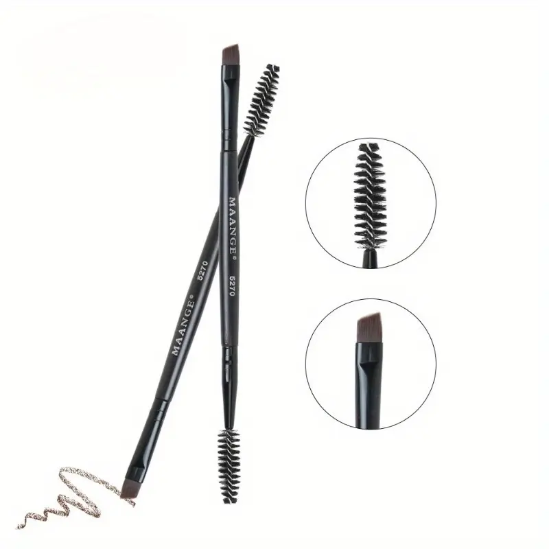 2pcs Duo Eye Brow Brush, Eyelash Comb Eyebrow Brush, Angled Eyebrow Brush and Spoolie Brush for Defining Eyebrows