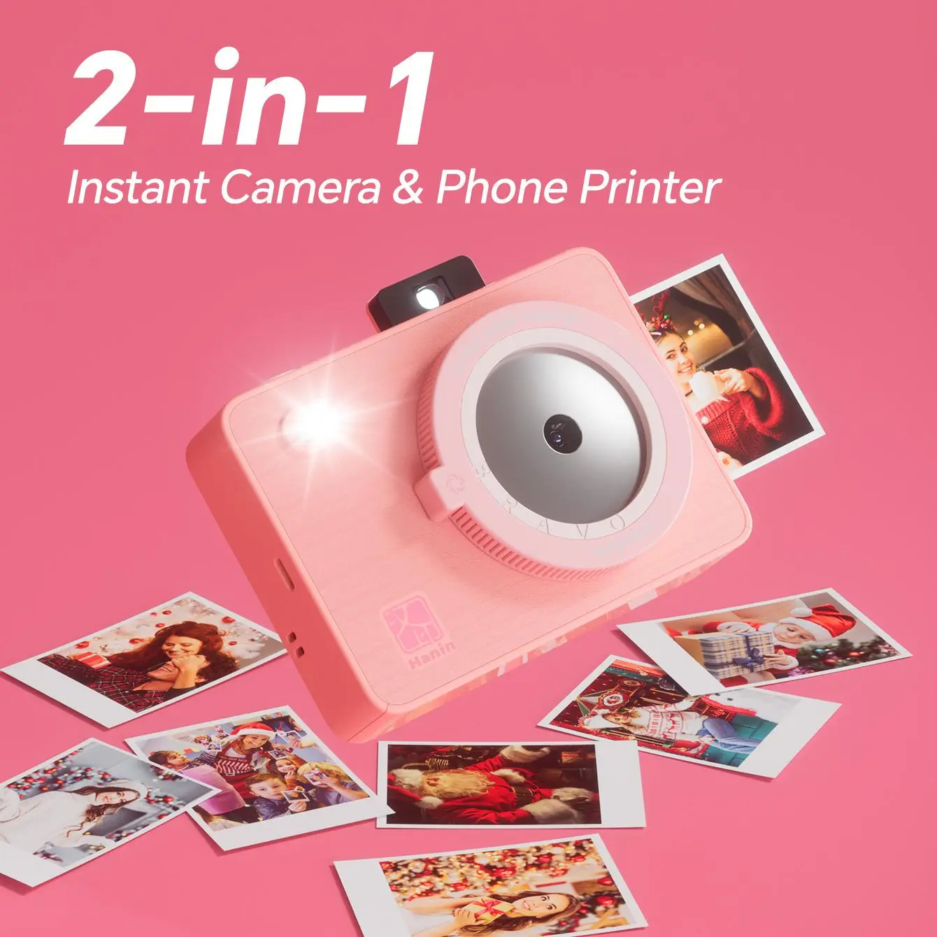 Hanin Instant Print Camera with 2x3 Portable Bluetooth Instant Picture Printer, Ink-Free Full-Color Dye-Sub Printing Compatibility for iPhone, Android