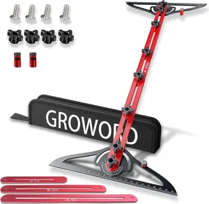 Stair Tread Template Tool Jig,Dual Nut Stair Tread Gauge,Stair Measuring Tool,Stair Jig Tool for Stair Tool for Steps Measuring (Red)