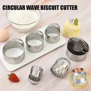 Stainless Steel Round Cookie Cutter Set - 1/3/5 Piece Biscuit & Pastry Cutters with Handle, Food Grade Baking Tools for Cookies, Dumpling Skin, Pie Crust & More, Easy to Clean & Dishwasher Safe