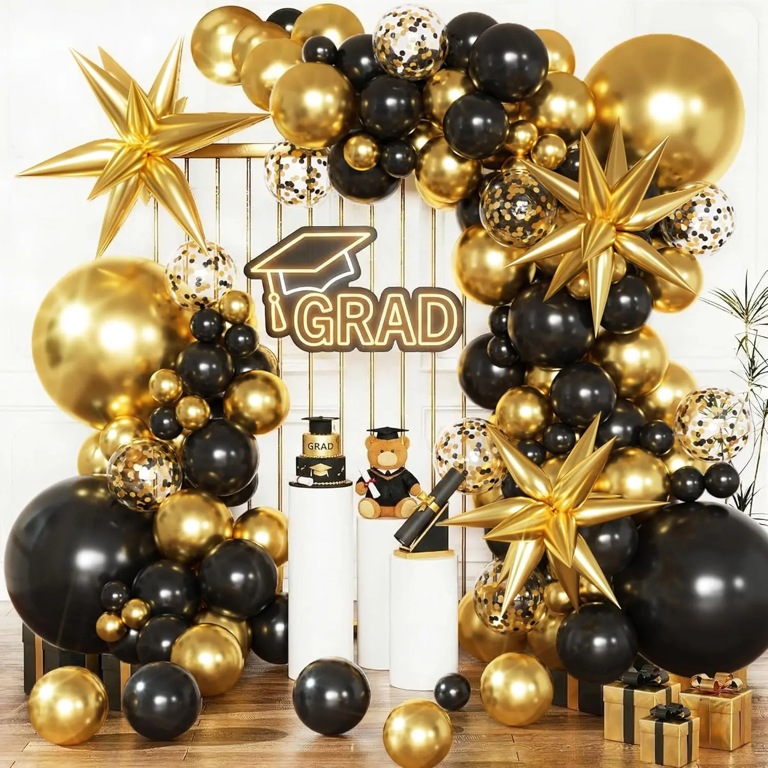 Black and  Balloons Arch Kit with Black  Confetti Balloons for 2026 Graduation Decorations Class Grad Men Birthday Party Prom  Masquerade Anniversary Party Decorations
