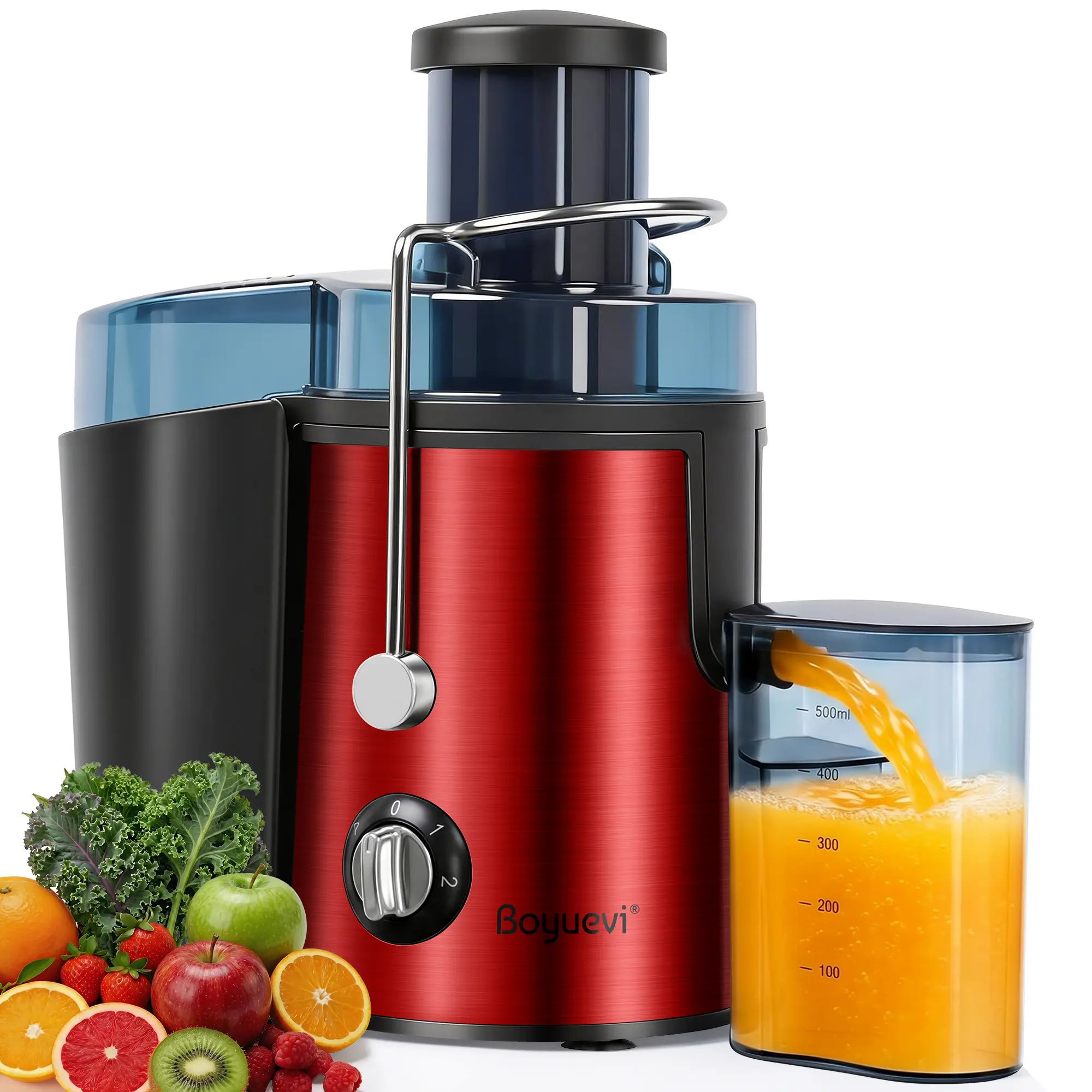 Boyuevi 800W Home Centrifugal Juicer - 3" Whole Fruit & Veg Feed Chute, 30 oz. BPA-Free Juice Jug, Removable Parts Make Cleanup Simple, Multi-Function Electric Kitchen Appliance, Auto-Cut Off Juicers