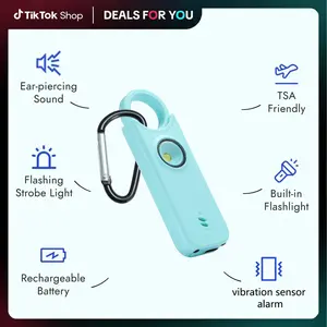 TikTokShopBlackFriday  Women's Personal Safety Alarm 3-in-1 RechargeableEmergency Alarm with 135dB Siren Strobe Light Keychain forWomen Men Children Seniors USB-C Battery LED Flashlight