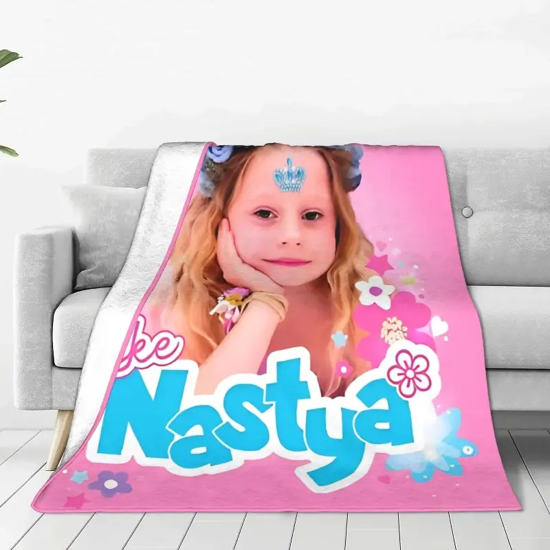 Personalized Like Nastya Fleece Fabric Blanket - Custom Cute Print Throw, Lightweight Portable All-Season for Bed & Couch, Customized Summer Cooling Gift