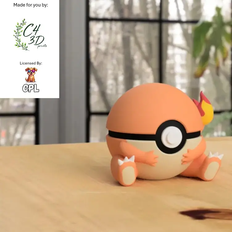 Charmander Ball - 1st Print - High-Quality PLA, 3D Printed Pokeball Figure