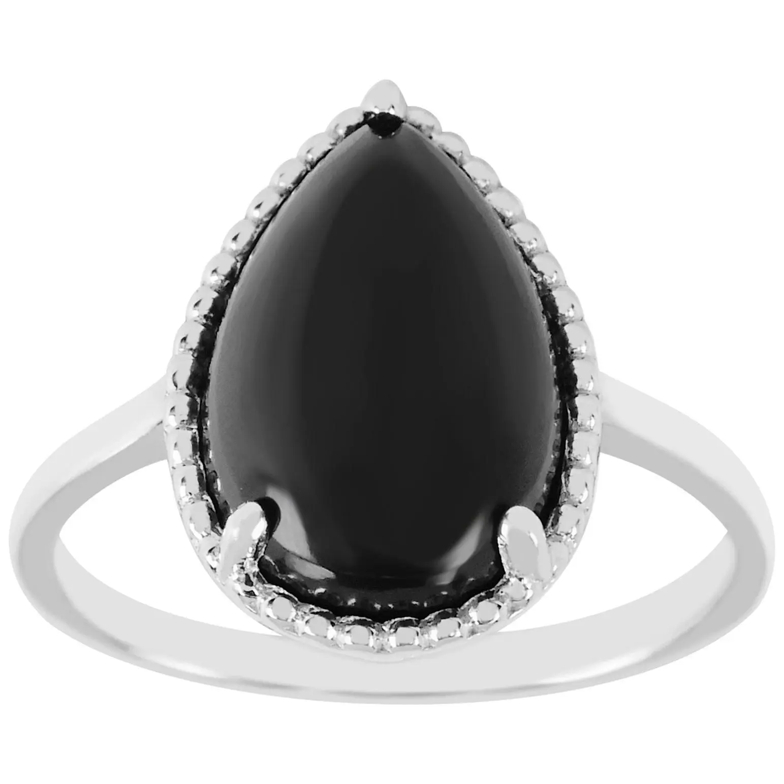 Affinity Gems Onyx Solitaire Ring, Sterling Silver