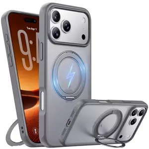 Magnetic 360° Rotatable Handheld Ring Holder Smartphone Casing - MagSafe-Compatible, Polycarbonate Candy Shell, Soft Matte Edge, Skin-Feel Design, Silicone Accessories, Wireless Protection for iPhone 17 Pro Max/16/15/14/13/12/11 Devices