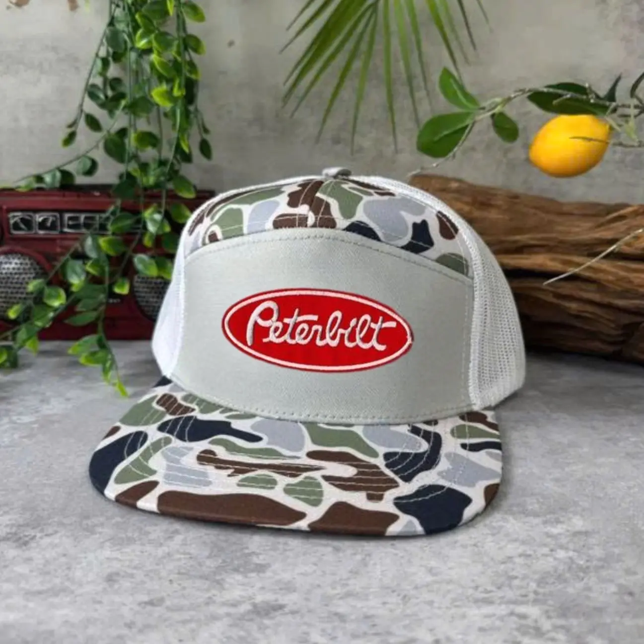 Peterbilt Red Embroidered Trucker Hat, Vintage Semi Truck Mesh Snapback Cap, Adjustable Diesel Driver Gift for Truckers and Men