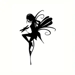 1PC Hardcore Fantasy Style Fairy Silhouette Car Sticker, Car Decals, Suitable for Car Bodies, Motorcycle Side Panels, Laptop Cases, Luggage Decor, Exclusive Trendy Personalized Decal for Fantasy Aesthetics and Fairy Culture Enthusiasts