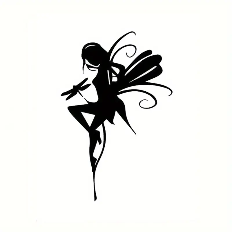 1PC Hardcore Fantasy Style Fairy Silhouette Car Sticker, Car Decals, Suitable for Car Bodies, Motorcycle Side Panels, Laptop Cases, Luggage Decor, Exclusive Trendy Personalized Decal for Fantasy Aesthetics and Fairy Culture Enthusiasts
