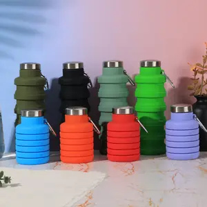 500ML Foldable water cup Multi-color Selectable Outdoor Sports Travel Cup, Silicone Foldable Cup Water Bottle, Creative Stretchable Portable Travel Camping Water Bottle, Large Capacity Foldable Portable Drinking Water Bottle