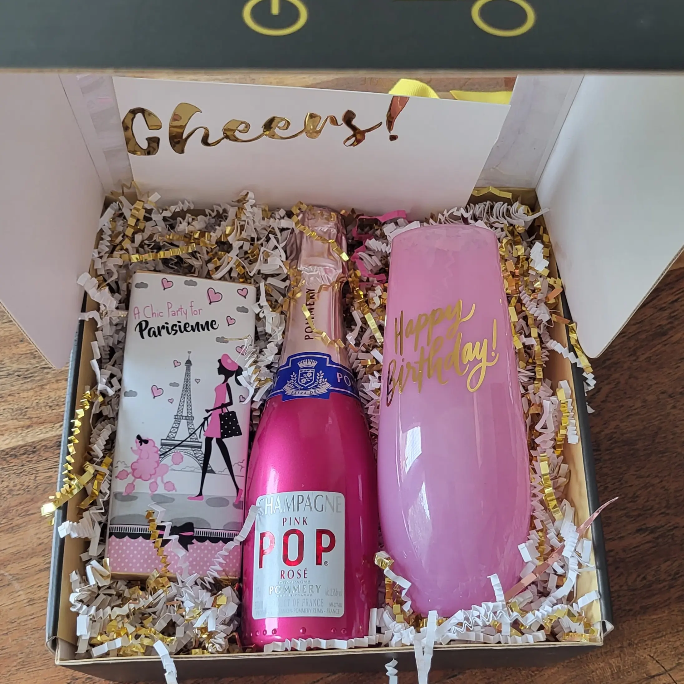 POP Pink Mini Split Champagne bottle Gift box for Birthday Celebration