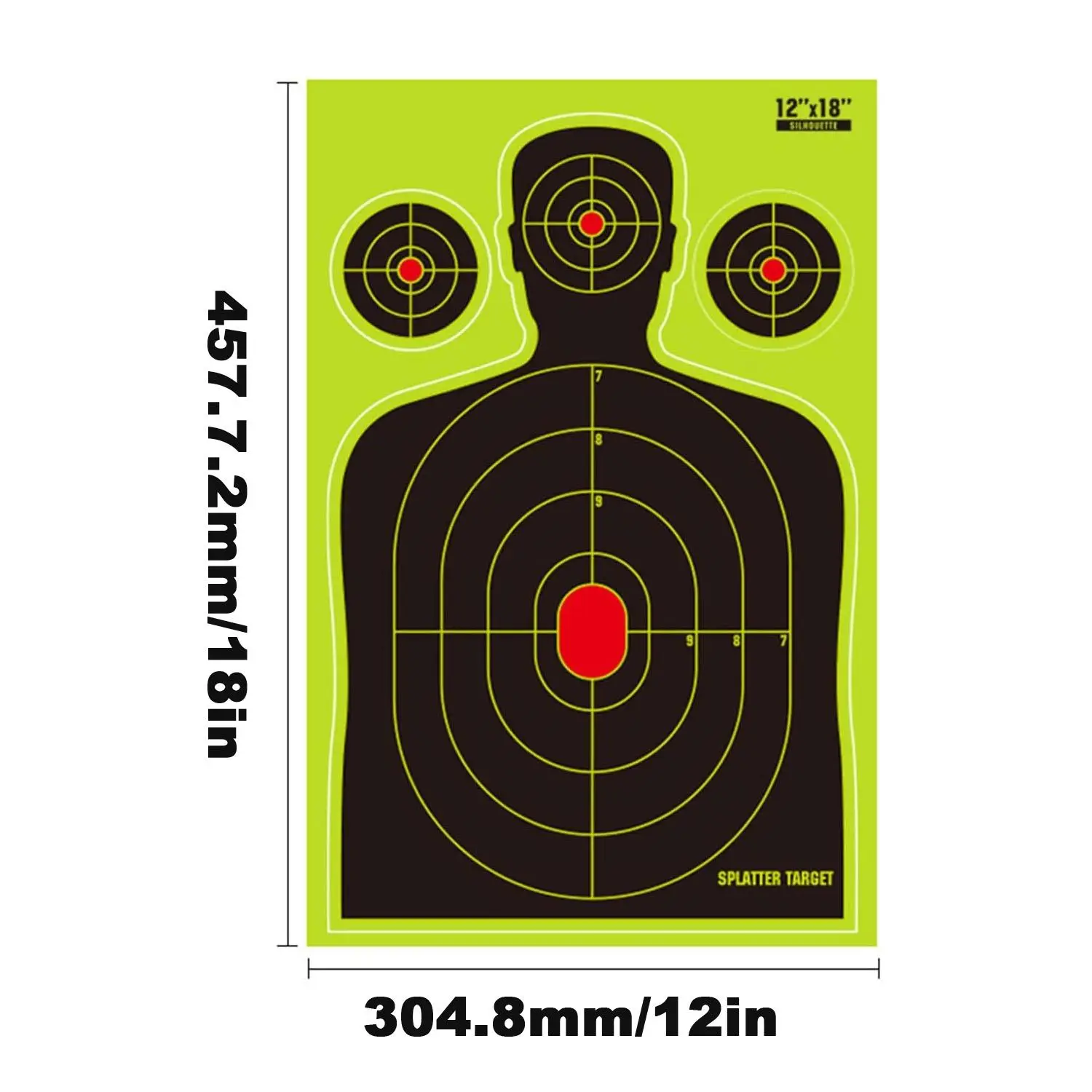 Shooting Targets, 12x18 in High-Visibility Splatter Paper with a Self-Adhesive Humanoid Target Pattern for Indoor/Outdoor Pistol & Rifle Practice, Splashing Shooting Paper Targets