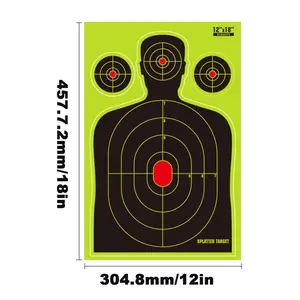 Humanoid Splashing Shooting Targets Paper,12x18 inches,High-Visibility,Self-Adhesive Sticker Targets for Indoor/Outdoor Pistol, Rifle, BB Gun, Airsoft, Archery & Darts Practice