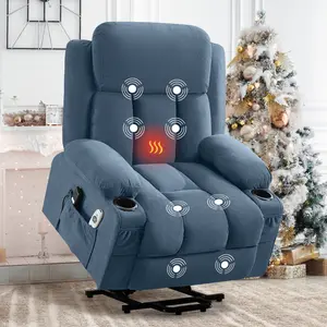 Recliner Chair with Heat and Massage Electric Fabric Power Lift Recliner Chair for Elderly with Side Pocket, USB Charge Port, Remote Control for Living Room