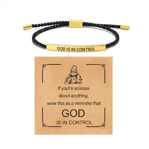 God Is In Control Bracelet Inspirational Bracelets for Women Christian Faith Bracelets Adjustable Braided Tube Motivational Birthday Jewelry Inspirational Gifts for Women Trendy 2026 summerwins